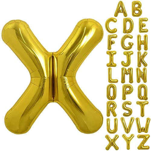 TONIFUL 40 Inch Large Gold Letter X Balloons Helium Filled Foil Mylar Big Balloons for 2026 New Year Eve Graduation Wedding Baby Shower Birthday Party Anniversary Decorations