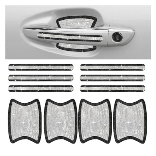 Bling Car Door Handle Protector Bling Auto Doors Handles Sticker AntiScratch Universal Car Door Handle Protective Cover Shiny Rhinestone Auto Decor Accessories for Women BlackWhite
