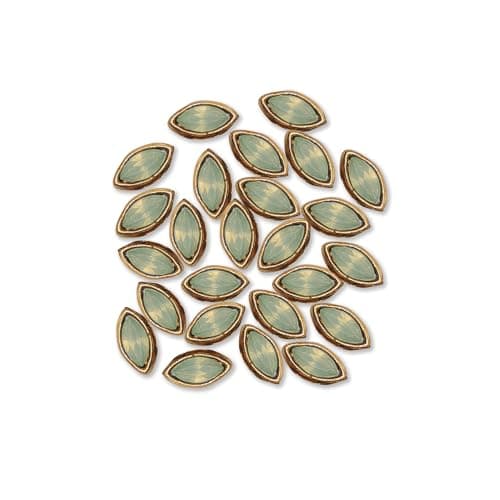 Embroiderymaterial Sew On Kundan Stones/Rhinestones/Beads for Craft Work, Embroidery Work, Jewellery Work, Aari Work, Maggam Work etc (Light Green, 25 Pieces, Marquise Shape)