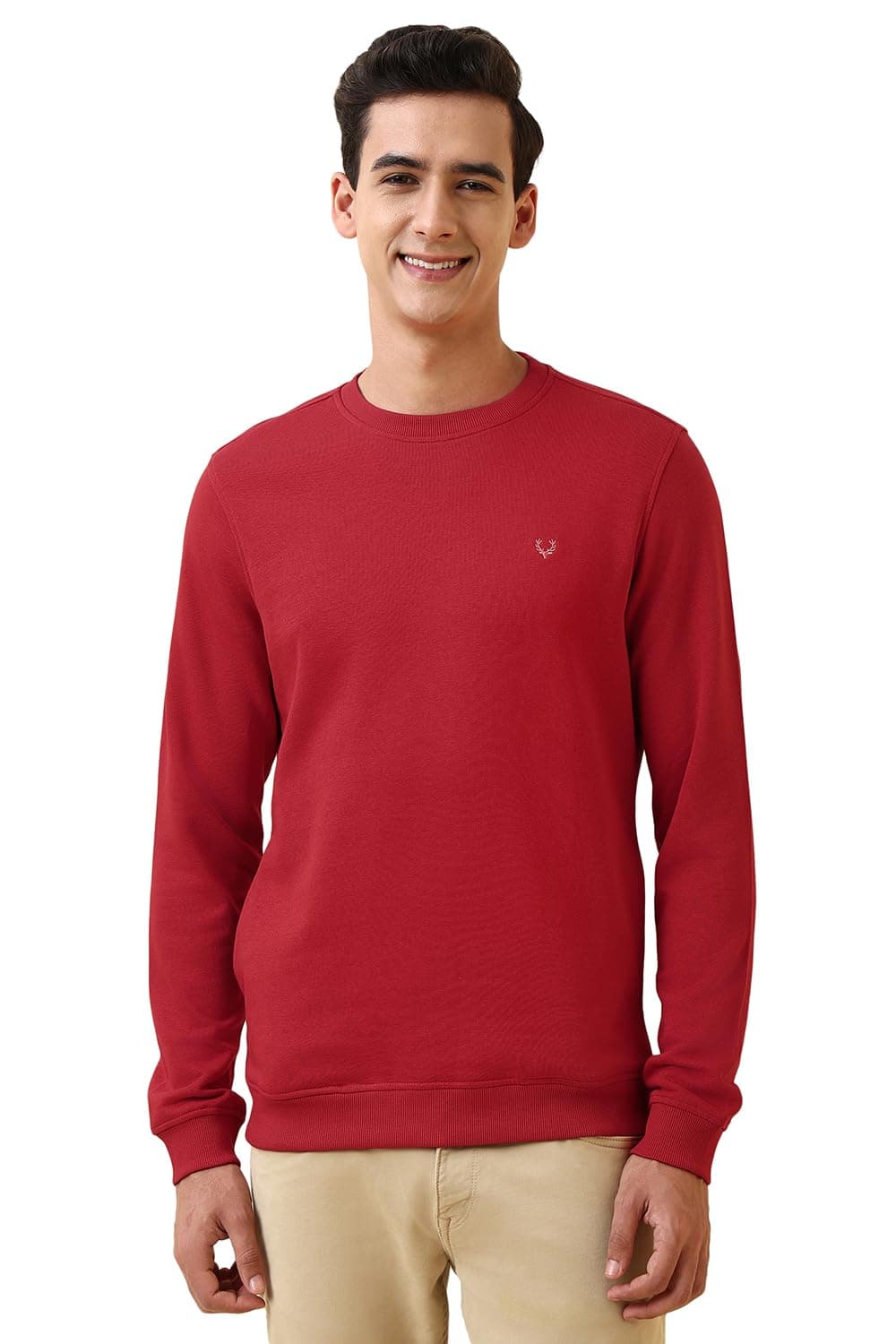 Allen Solly Men's Crew Neck Sweatshirt (ASSTQRGFO88273_Red_L)