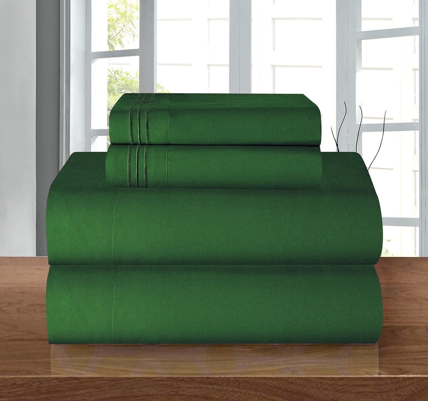 Elegant Comfort Luxury 1500 Premium Hotel Quality Microfiber 4Piece Sheet Set Wrinkle Resistant All Around Elastic Fitted Sheet Deep Pocket up to 16 TwinTwin XL Hunter Green