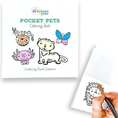 A Brighter Year Adult Mini Coloring Book Premium Pocket Size 3x 3 Travel Coloring Book Thick NoBleed Paper 50 Pages Lay Flat Binding For Stress Relief Mindfulness Gift Pocket Pets Edition