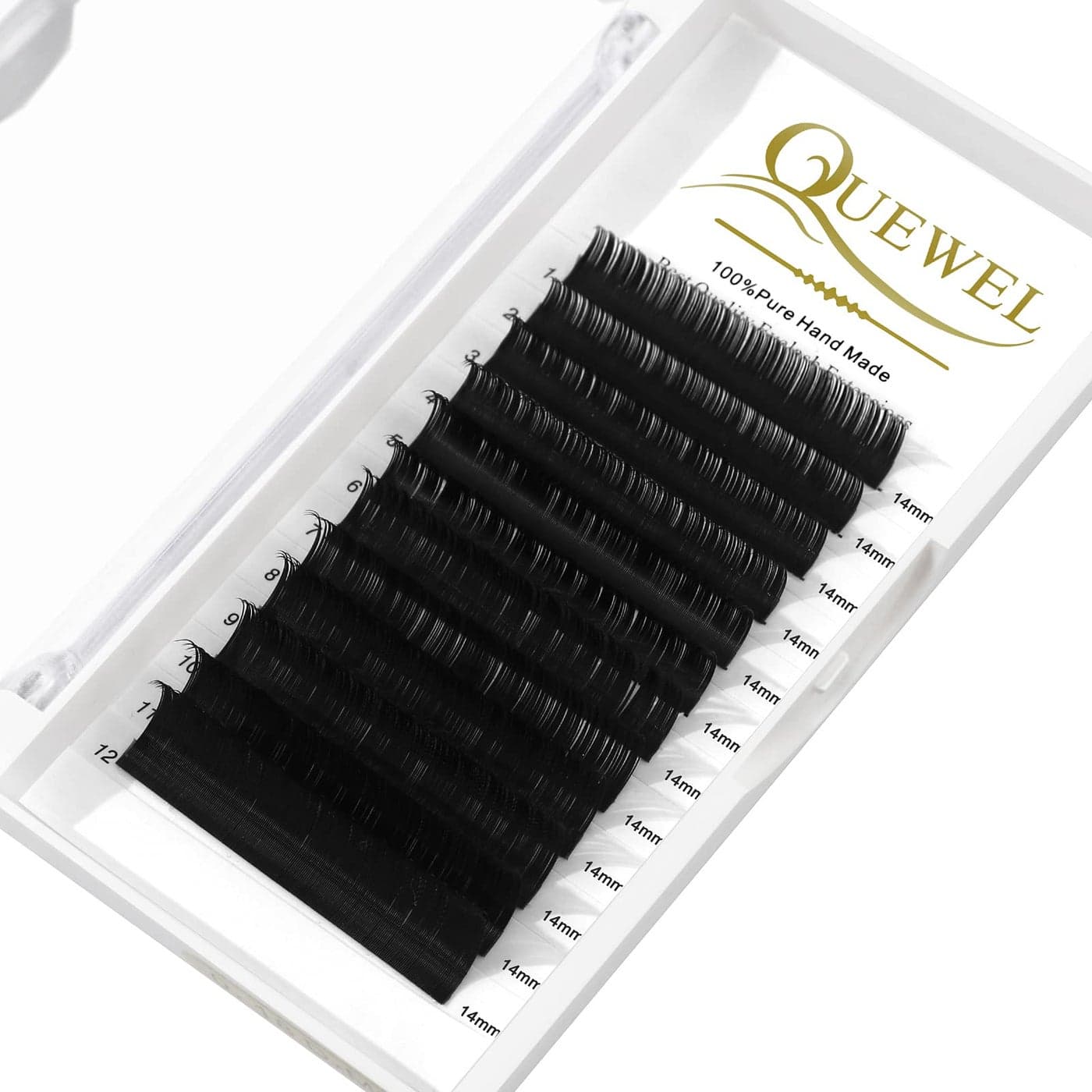 QUEWEL Eyelash Extension Supplies 005 D Curl 14mm Classic Individual Lash ExtensionsOptinal 003005007010015020 CD Single 825mm Mix 814mm 1520mm 2025mm005 D 14mm