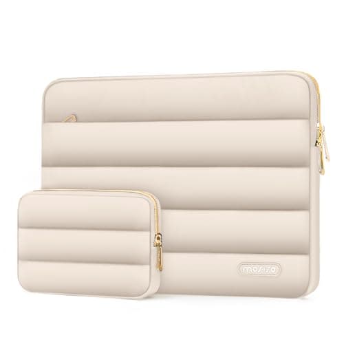 MOSISO Laptop Case 133 inch13133 inch Puffy Laptop Sleeve Compatible with MacBook NeoAir 136 M5 M4 M3 M2 M1Pro 1314HP Dell ASUS LenovoPolyester Horizontal Bag with Small Case Sand
