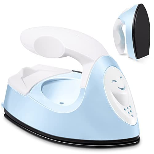 Honoson Mini Craft Iron Mini Heat Press Small Iron 393 x 236 x 276 in Portable Handy Tiny Flatiron with Charging Base Accessory for Fuse Bead Patch DIY Heat Transfer VinylLight Blue
