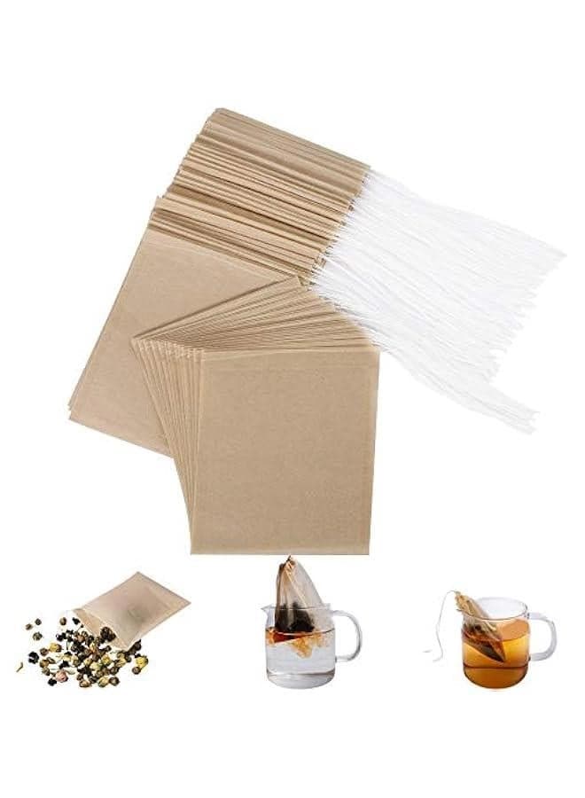 Eco-Fil Disposable Tea Filter Bags for Loose Tea, Wood Pulp Material, Biodegradable and Compostable, Unbleached Empty Tea Infuser Sachets with Drawstring, 100 Pack (3.2inch x 4.0inch)