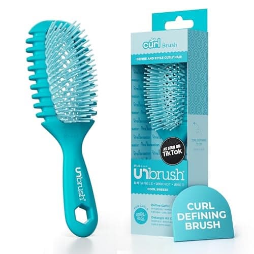 FHI Heat UNbrush Curl Defining Brush Wavy Coily and Curly Hair Brush with DuoFlex Bristles StyleCurl Handle for Gentle Detangling Faster Styling on Wet Hair Cool Breeze