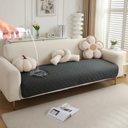 HOKIPO Polyester Waterproof + Anti-Slip + Quick Dry Sofa Seat Mats, Grey - Length 180cm (AR-5278-GRY)