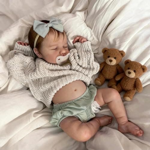 Zero Pam Full Silicone Reborn Baby Dolls Girls 20 Inch Sleeping Realistic Baby Dolls Girl Real Looking Newborn Babies Doll That Look Real Waterproof Silicone Babys Doll for Girls Toys