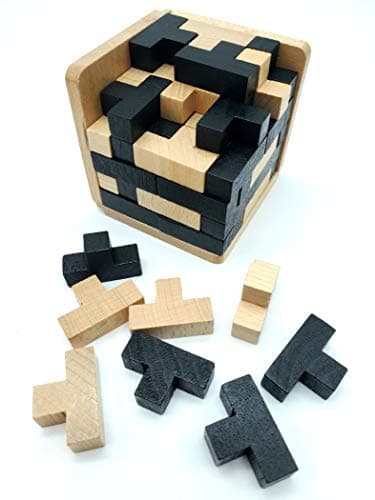 LMC Products Brain Teaser Puzzles for Adults Mind Brain Puzzles Cube Wood Puzzle