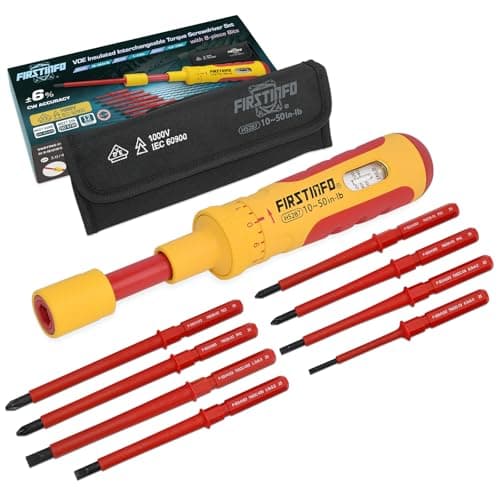 FIRSTINFO H5287 VDE Interchangeable Insulated Torque Screwdriver Set 1050 inlbs Including 8 Blade Bits