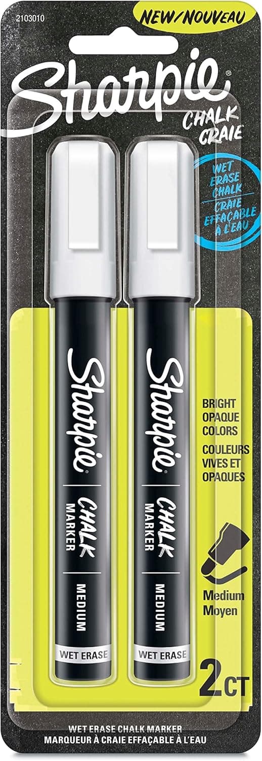 SHARPIE Chalk Marker Wet Erase Markers White 2 Count