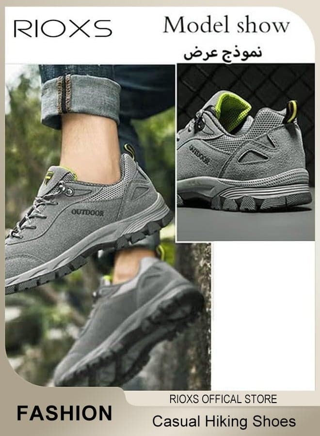 Men's Trainers, Breathable Sports Shoes, Low-Top Trainers Trail Running Shoe for Men, Youth Outdoor Travel Hiking Shoes, Anti Slip Waterproof Trekking Sneakers, Comfort Athletic Shoes for Fitness Walking Jogging, Mens Athlesiure Trainers Grey Footwear