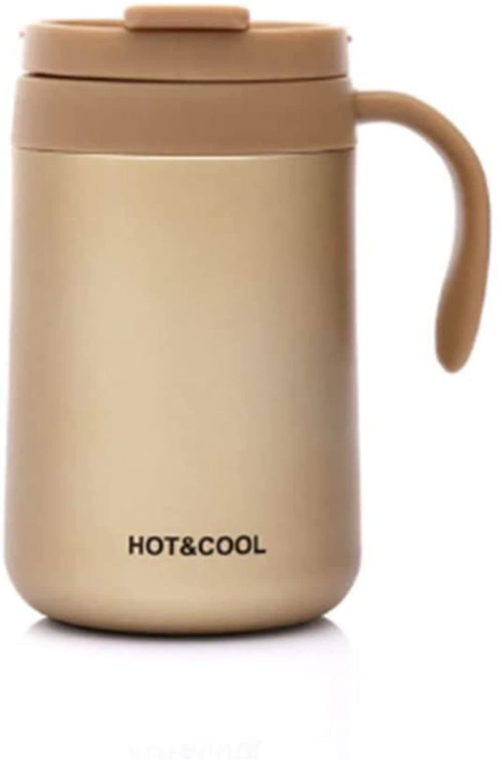 KPNG Stainless Steel Coffee Mugs - 500 ML Large Double Walled Vacuum Insulated Coffee Beer Mugs, Shatterproof and Spill Resistant - 304 Stainless Steel Travel, Office, Couple Use (500 ML, Golden)