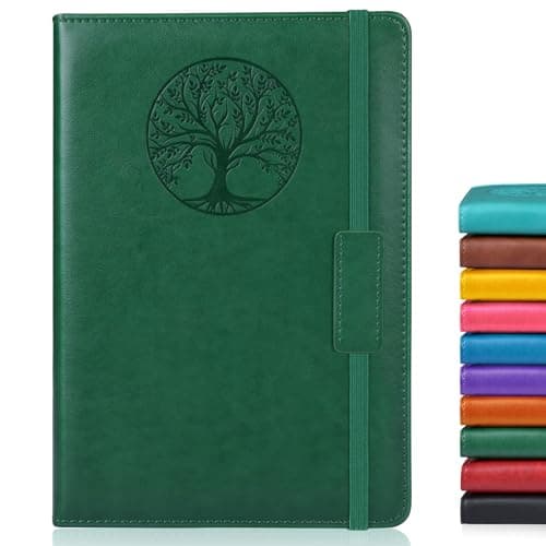 Biuwory Lined Journal Notebook for Women Men,256 Pages A5 Hardcover Leather Journals for Writing,Travel,Business,Work & School,College Ruled Notebooks for Note Taking,Diary Notepad 5.7"×8.3"(green)