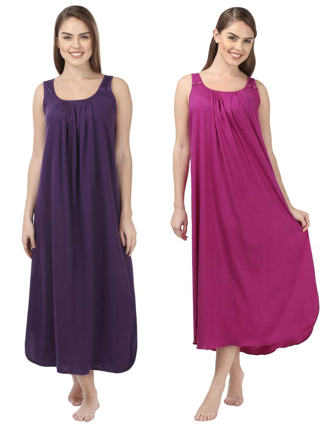 BLAZON Women's Cotton Hosiery Solid Maxi Nighty Slip (Pack of 2 11003 BLUEVIOLET_Vivid_Violet_5XL_Blueviolet_Vivid_Violet_XXXXX-Large)