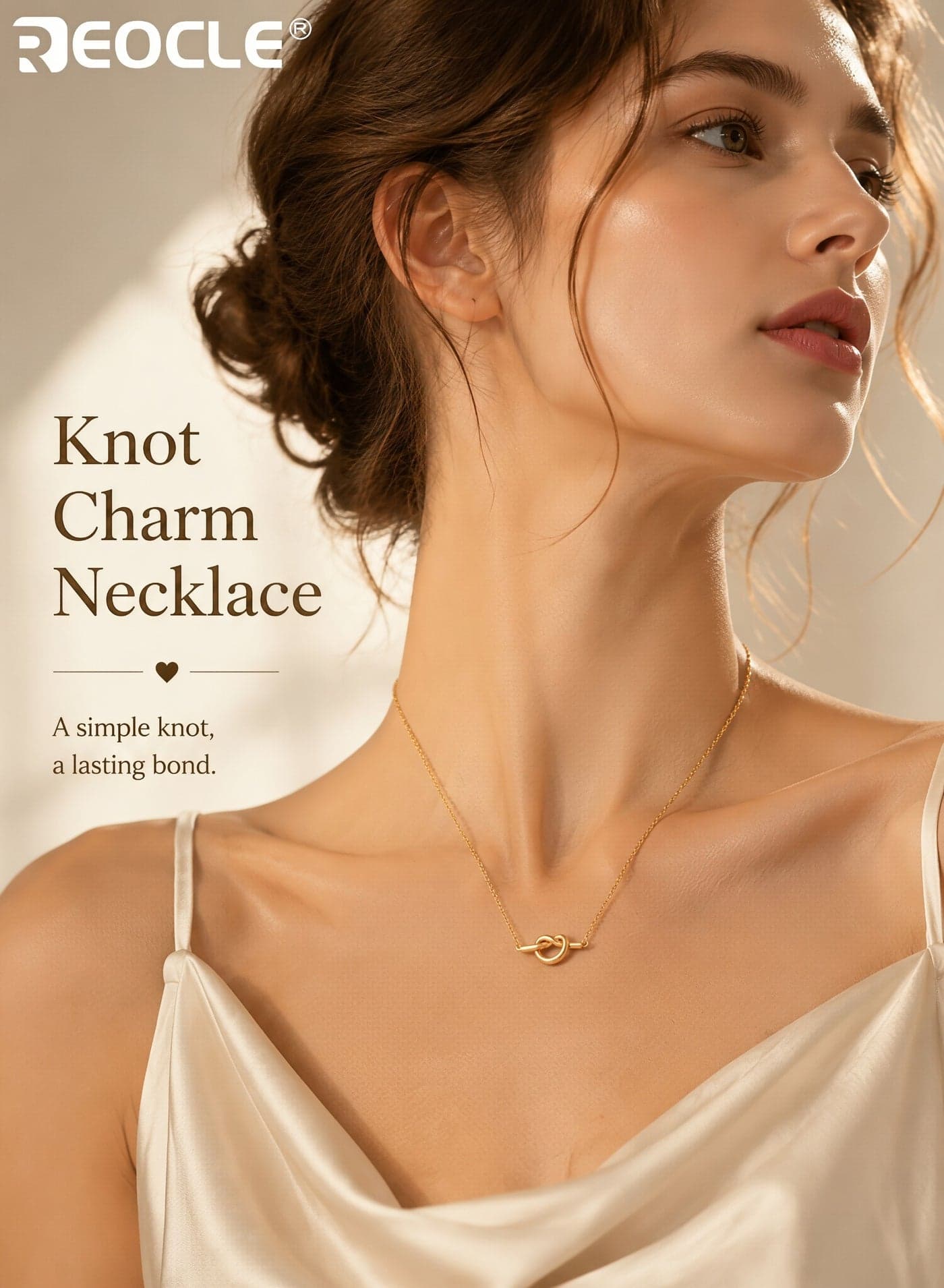 Women's Necklace Polished Minimalist Interlocking Knot Pendant Choker Necklace Adjustable Fine Link Chain for Daily Wear Office and Casual Outings