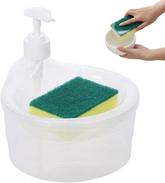 Luteti Soap Dispenser Dishwashing Brush Soap Box Press Type Liquid Dispenser for Bathroom and Kitchen Cleaning Automatic Liquid Dispensing Soap Container
