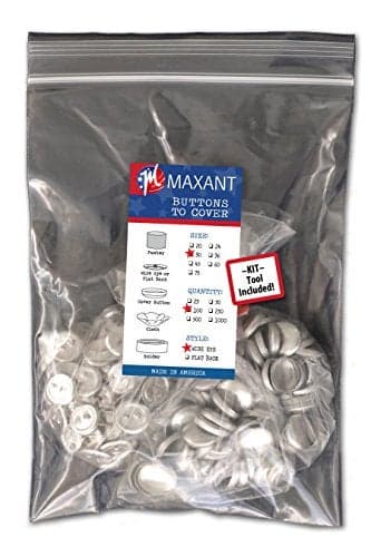 100 Buttons to Cover - Made in USA - Self Cover Buttons with Wire Eyes Size 30 with Tool