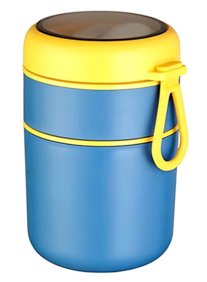 Twisoo Double Soup Bowl Insulated Lunch Container Thermos Steel Food Jar with Spoon Stainless Steel 2 Compartment Leak Proof Airtight Lunch Container for Hot and Cold Food 710ml (Blue)