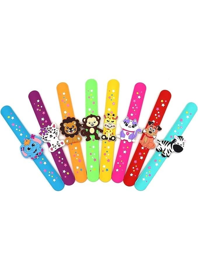 8 Pcs Animals Slap Bracelets, Fun Animals Slap Bracelets, Party Favors for Kids, Animals Theme Party Supplies, Soft and Non Toxic, Carnival Prizes Suit Classroom Exchanging Gifts