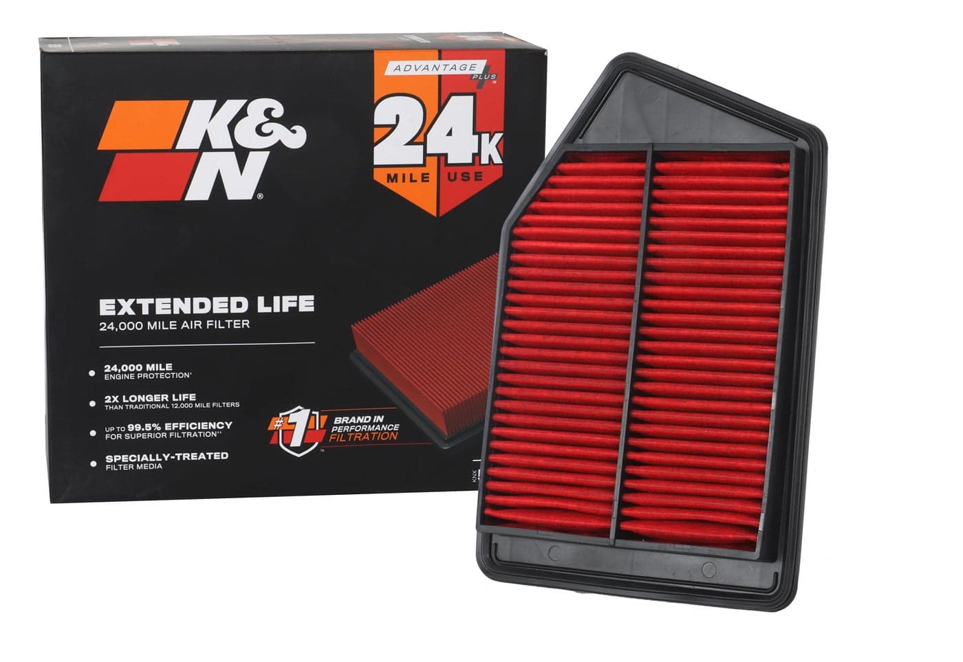 KN Engine Air Filter Extended Life 24000 Mile Replacement Air Filter Compatible with 20132019 HondaAcura L4 Accord Spirior TLX KNX2498