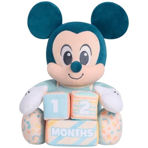 Disney Baby My First Year Mickey Mouse and Milestone Blocks 11inch Plush Toy 4pieces Kids Toys for Ages 0 by Just Play