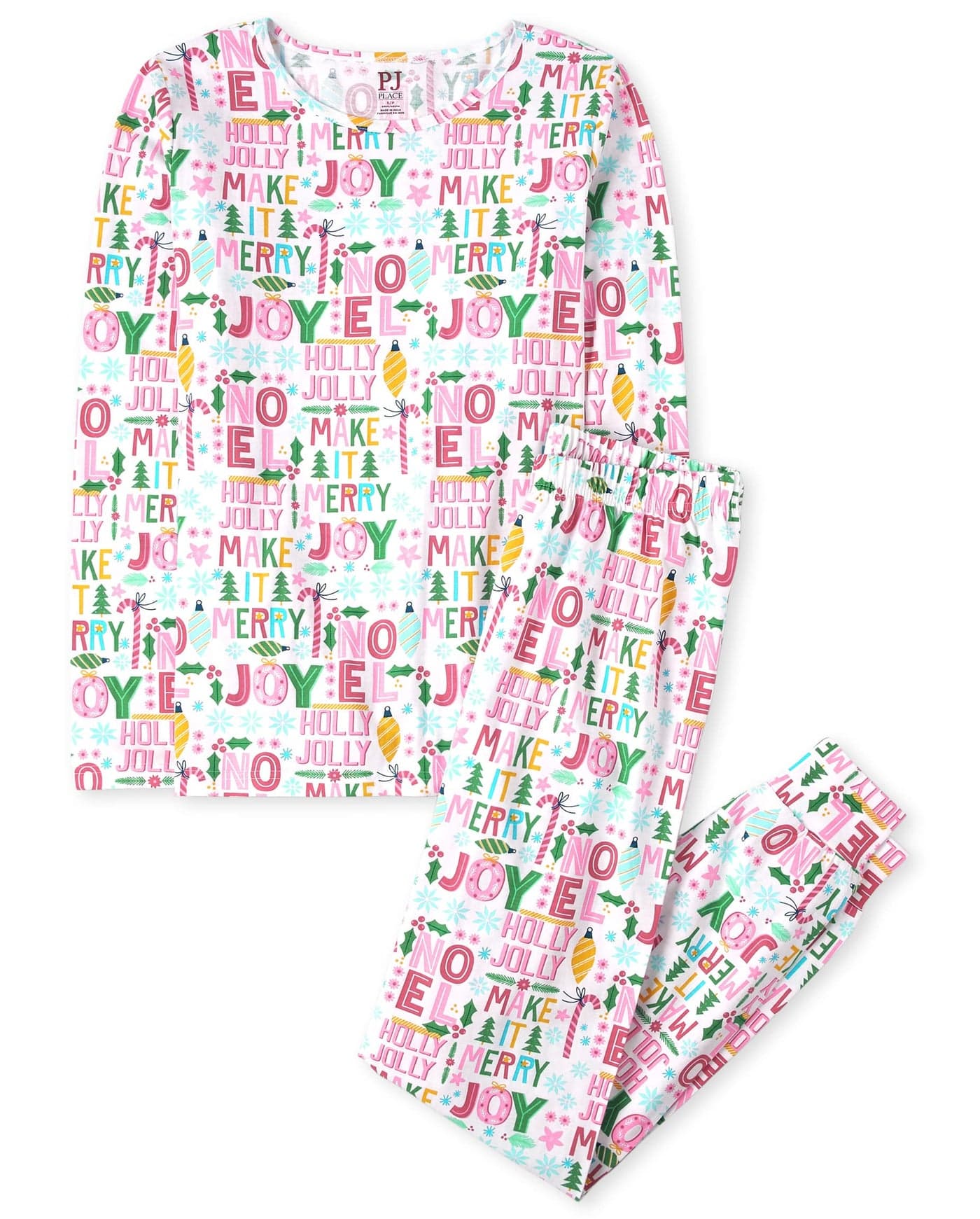 The Childrens Place Baby Adult Family Matching Christmas and Holiday Pajama Sets Cotton Merry Joy Pink 3XLarge