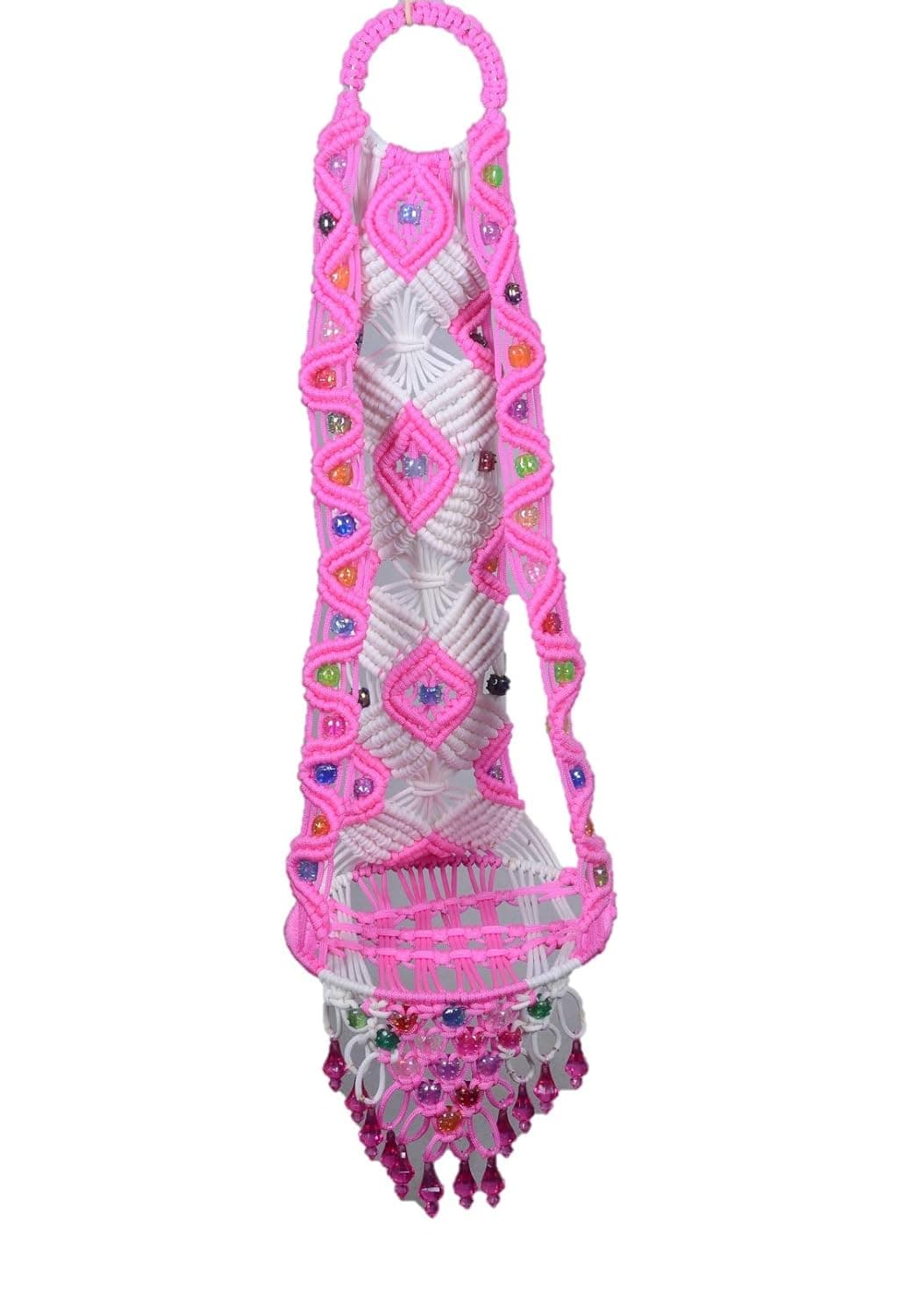 Generic Nylon Teddy Jhula Pink White_Standard