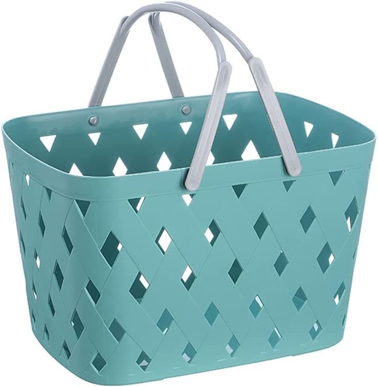 HOMIES, Plastic Storage Basket Collapsible with Handle - Portable Outdoor Picnic Basket Space Saving Storage Basket for Kitchen Shelves Bathroom, Muticolor