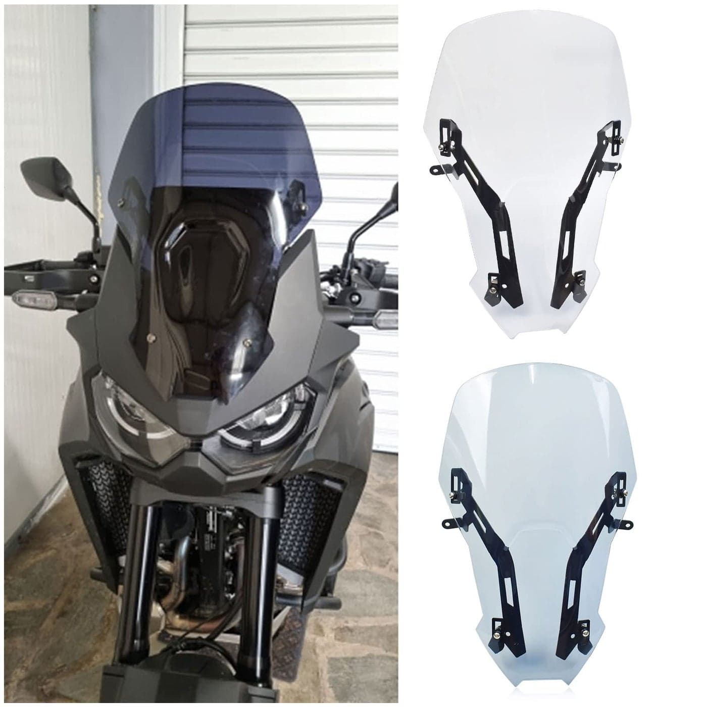 Midimttop Motorcycle Windshield Windscreen Shield Screen with Mounting bracket Wind Deflector moto Accessories fit for Honda Africa Twin CRF1100L Adventure Sport 2020 2021 Light Smoke