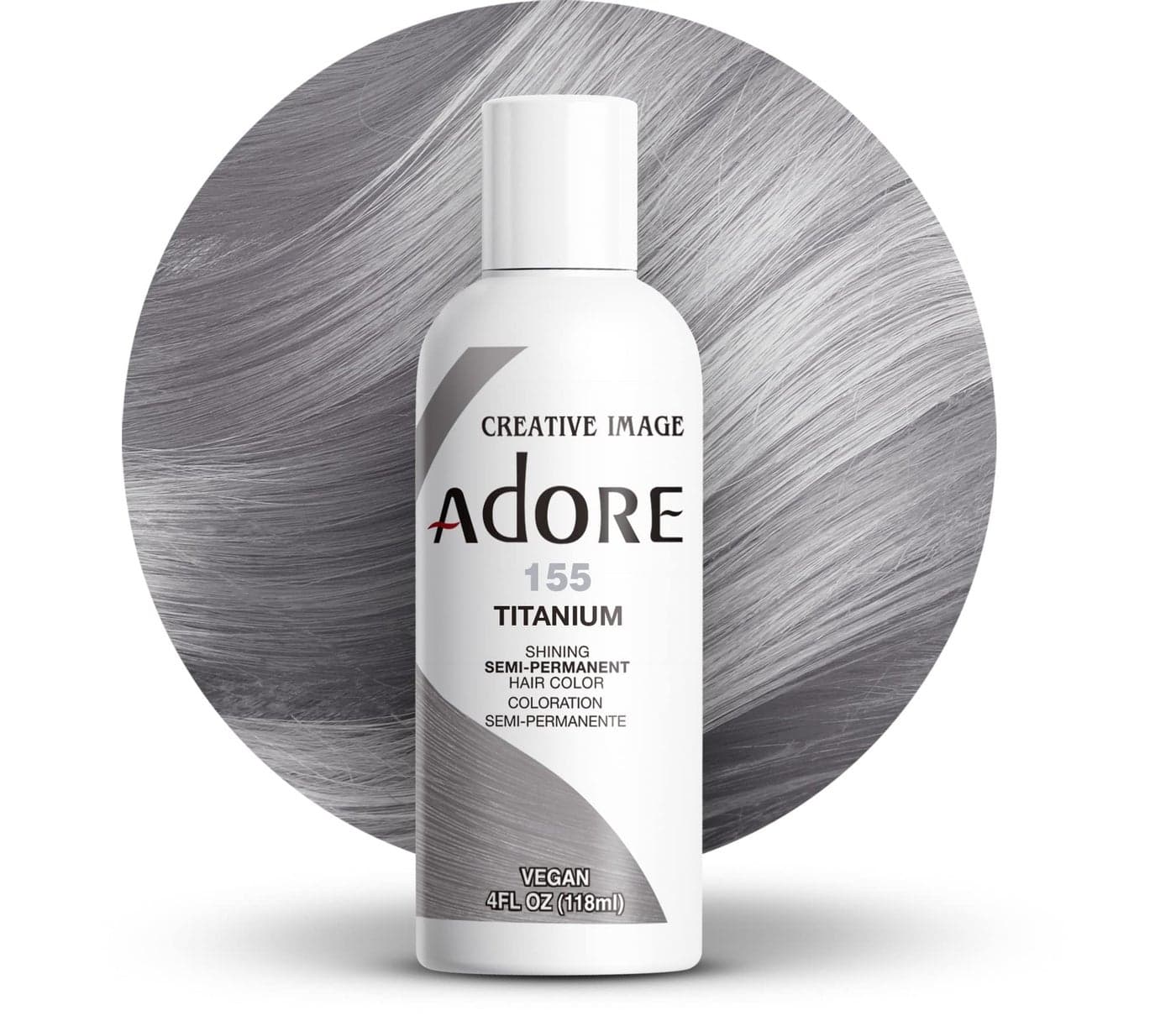 Adore Semi Permanent Hair Color Vegan and CrueltyFree Silver Hair Dye 4 Fl Oz 155 Titanium Pack of 1