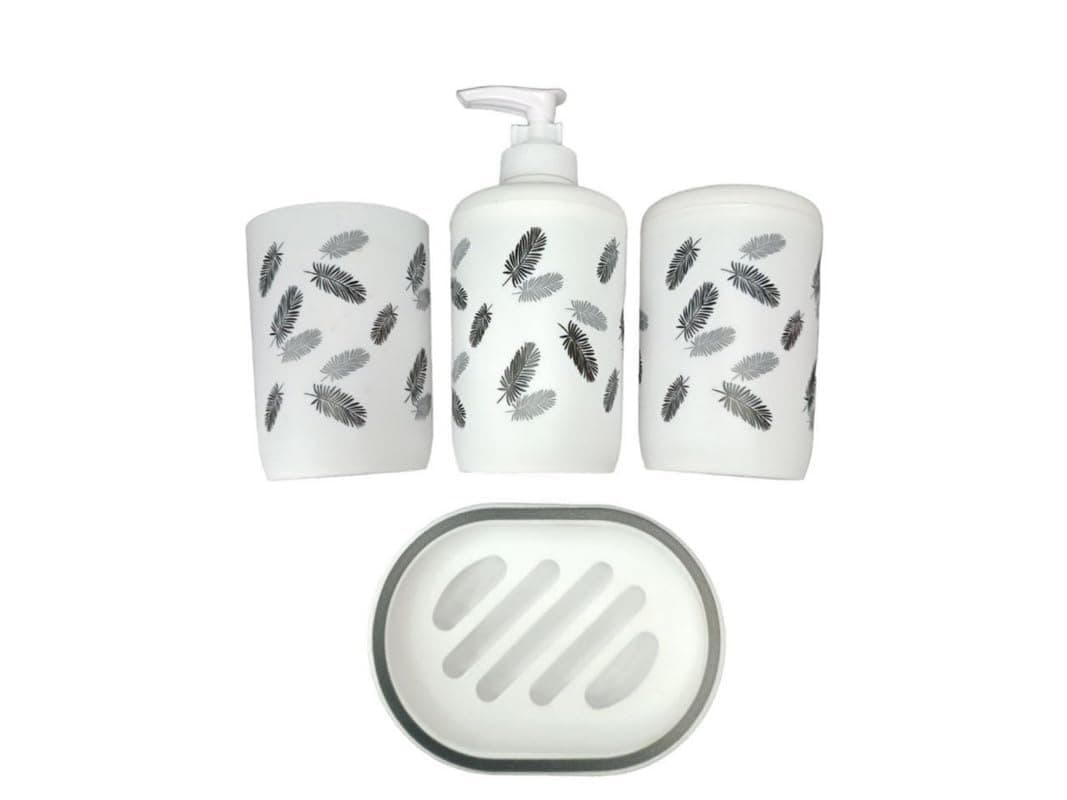KPS Bathroom Set Soap Dish Shampoo Bottle Toothbrush Cup Toothpaste Holder Soap DispenserTumbler BathroomShower Accessory Set Home Storage Organizer Set of 1Multicolor
