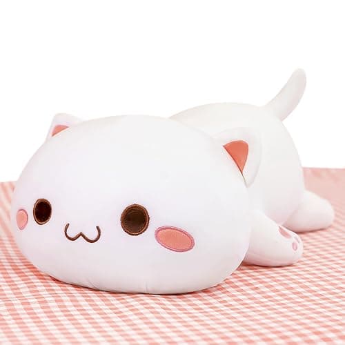 Onsoyours Cute Kitten Plush Toy 255 Stuffed Animal Pet Kitty Soft Anime Cat Large Plush Pillow for Kids White A 255