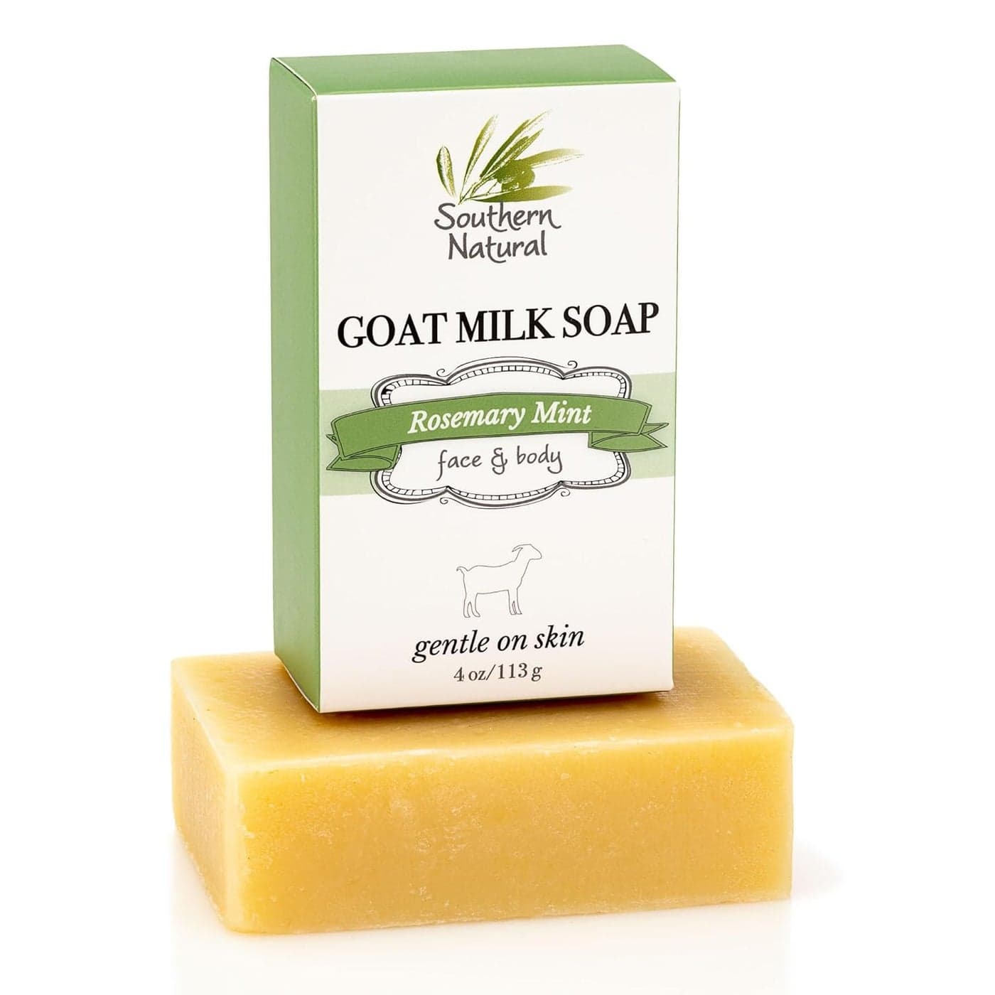 Southern Natural Goat Milk Soap Bar Rosemary Mint For Dry Sensitive Skin Natural Handmade Soap For Men Women Kids Baby Great For Face and Body