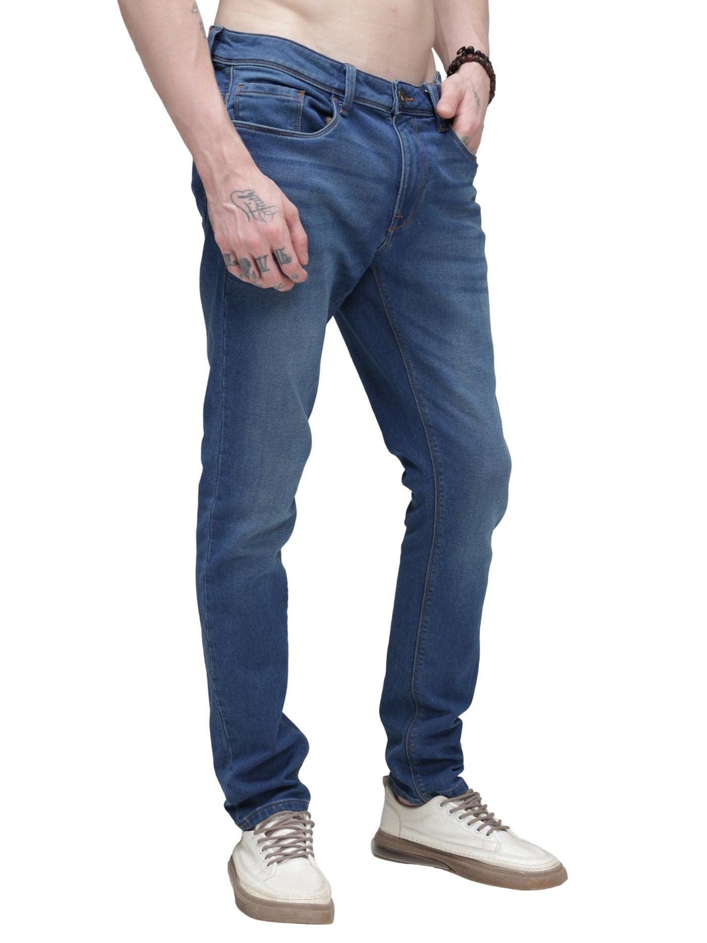 TURMS Men's Anti Stain Jeans 30 Days No Wash Anti Odor Casual Mid Rise Light Blue Denim Pants | Traveler Comfort Stretchable Breathable Cotton Rich