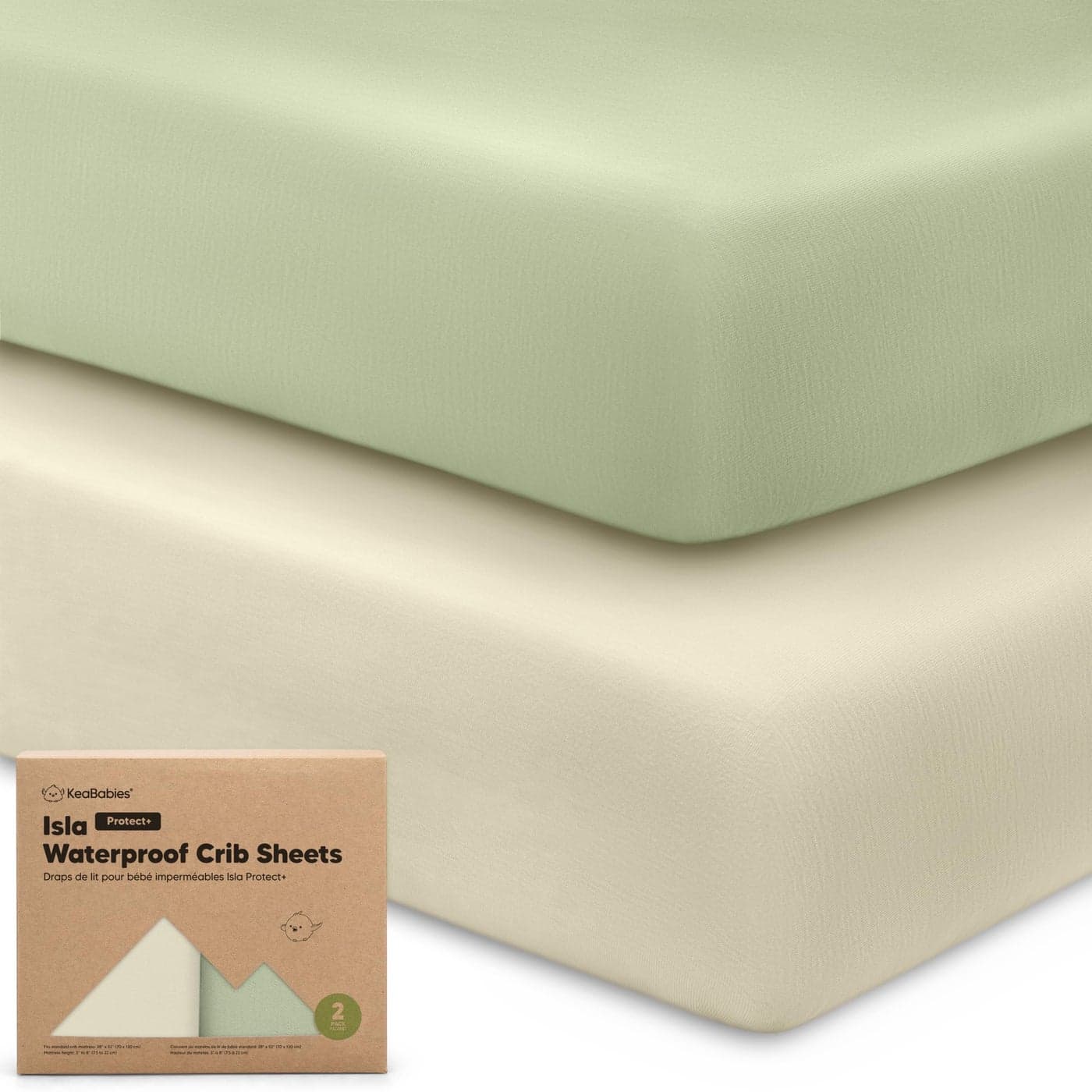2Pack Waterproof Baby Crib Sheets for Boys Girls 52x28 Viscose Derived from Bamboo Toddler Bed Sheet Neutral Fitted Crib Mattress Protector Cover for Baby Bedding Soft Gentle Avocado