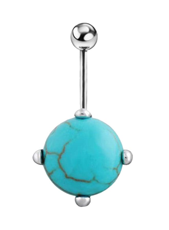 Round Turquoise Silver Plated Belly Ring
