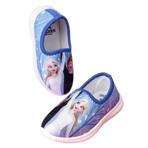 Kidsville Official Frozen Printed Kids Girls Canvas Shoes| Lightweight Sole, Super Flexible, Comfortable Indoor and Outdoor Slip On Lofer Shoes for Kids Sky Blue