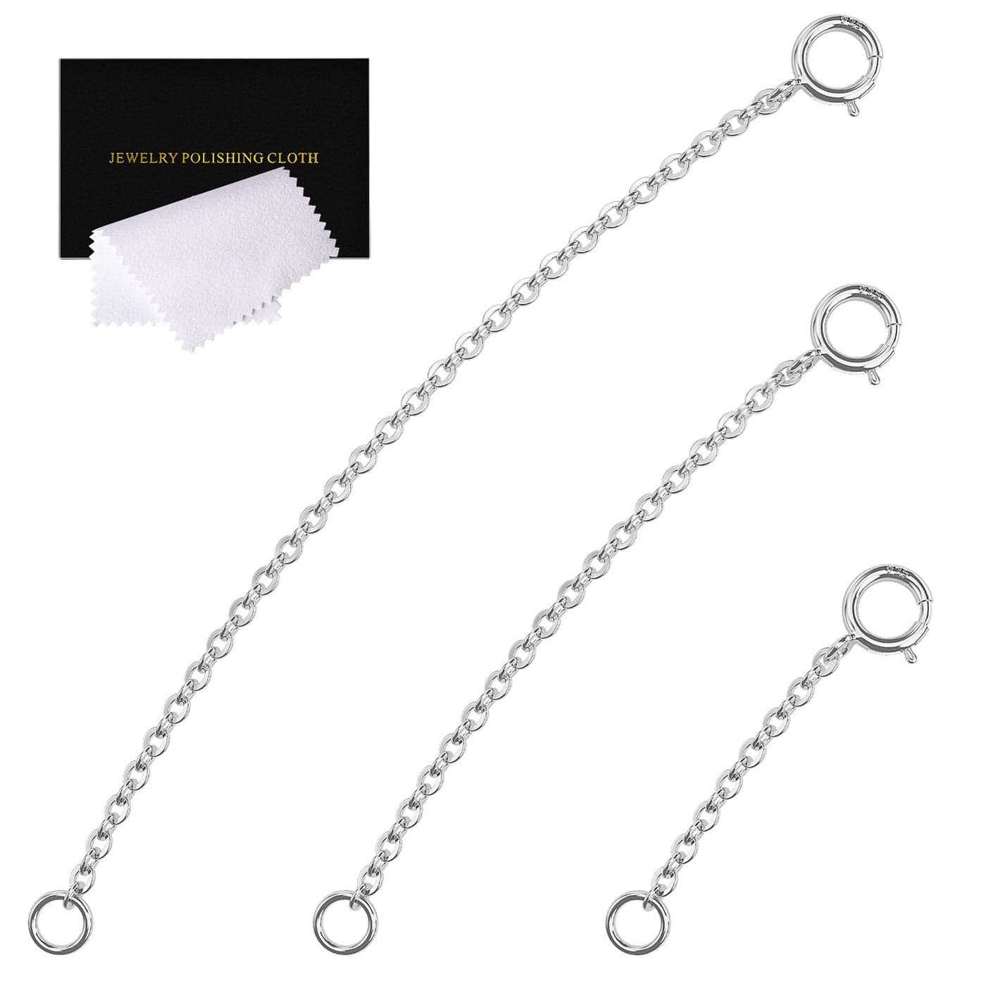 VANBARIS 3 Pcs 925 Sterling Silver Necklace Extender Silver Chain Extenders for Necklaces Bracelet Bracelet Anklet Jewelry Extension for Women 3 Piece Set 1 2 3 Inches