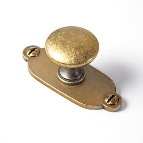GooKi Antique Brass Cabinet Knobs with Backplate Zinc Alloy Kitchen Hardware 6 Pack Vintage Brass Drawer Knobs Single HoleScrew Cabinet Pulls with Spacer