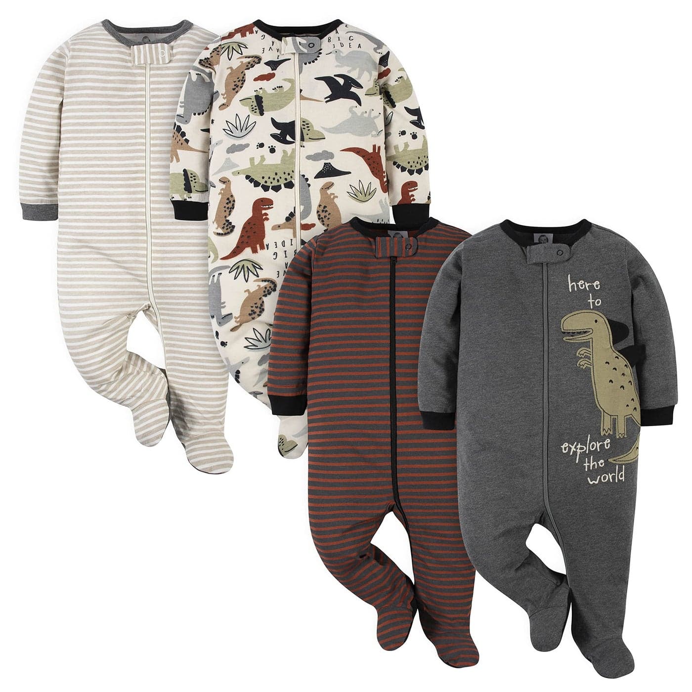 Gerber baby boys 4 Pack N Play Footie and Toddler Sleepers Red Dino 03 Months US