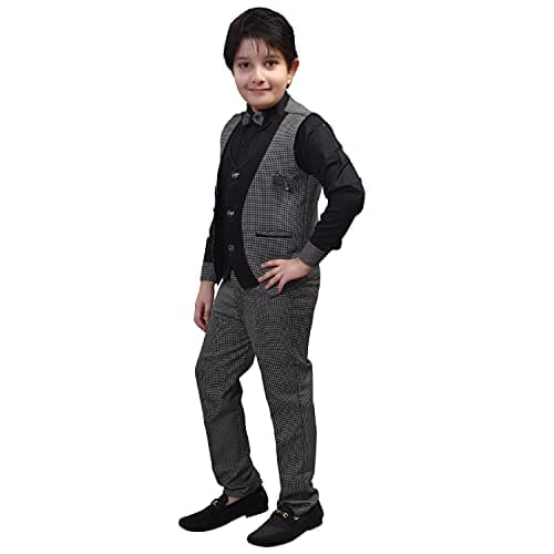 ZOLARIO 3 Piece Boys Clothing Dress for Kids Boys, Coat, Pant & Shirt Set, Ideal for Wedding and Birthday.3-4 Years Black Color