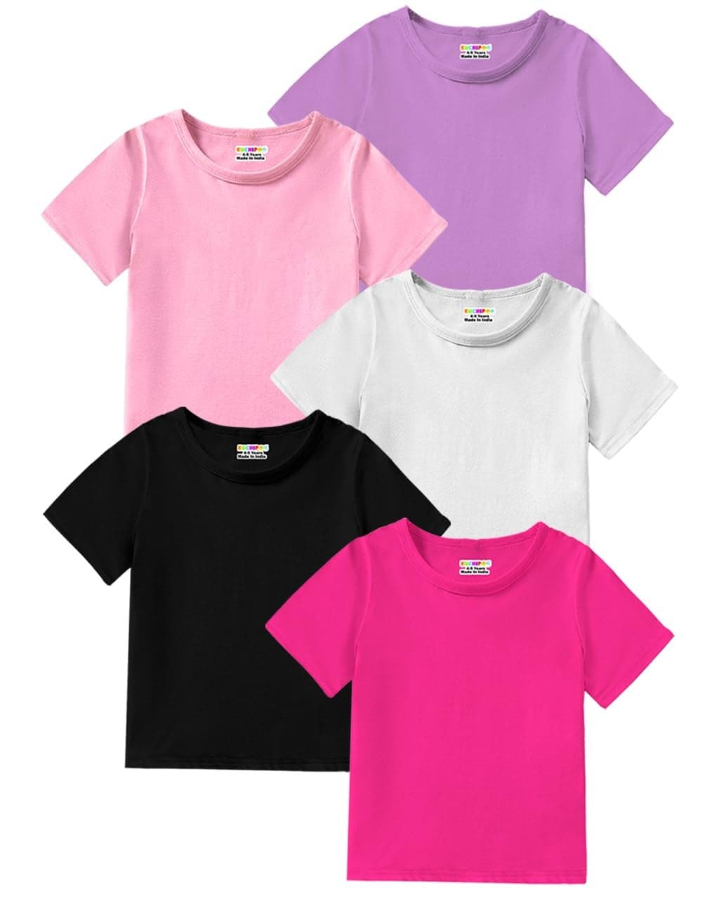 Kuchipoo Girls Regular Fit Half Sleeves Cotton T-Shirts (KUC-TSHRT-543, 13-14 Years, Multi-Colored)
