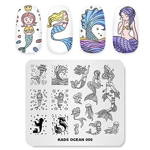 KADS Stamping Plates for Nail Art Ocean Mermaid Template Image Plate Stencil Nails ToolOC006