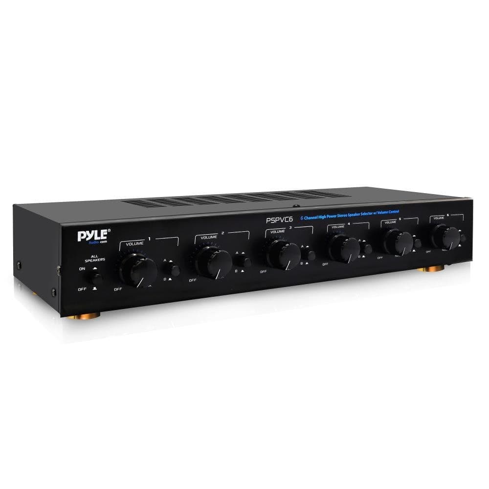 Pyle Premium New and Improved 6 Zone Channel Speaker Switch Selector Volume Control Switch Box Hub Distribution Box for MultiChannel High Powered Amplifier Control 6 Pairs of Speakers PSPVC6
