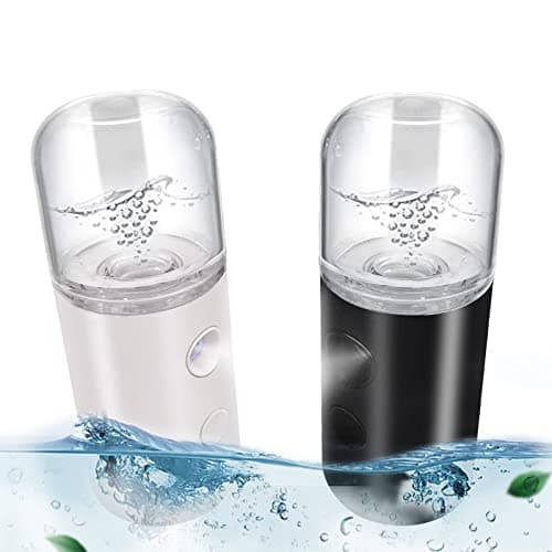 2Pack Kingsmile Facial Mister Portable Face Mister Cool Nano Mist Sprayer for Face Hydrating Mini Handy Mister for Eyelash Extensions with 1oz Large Capacity Screwing Visual Water Tank BlackWhite