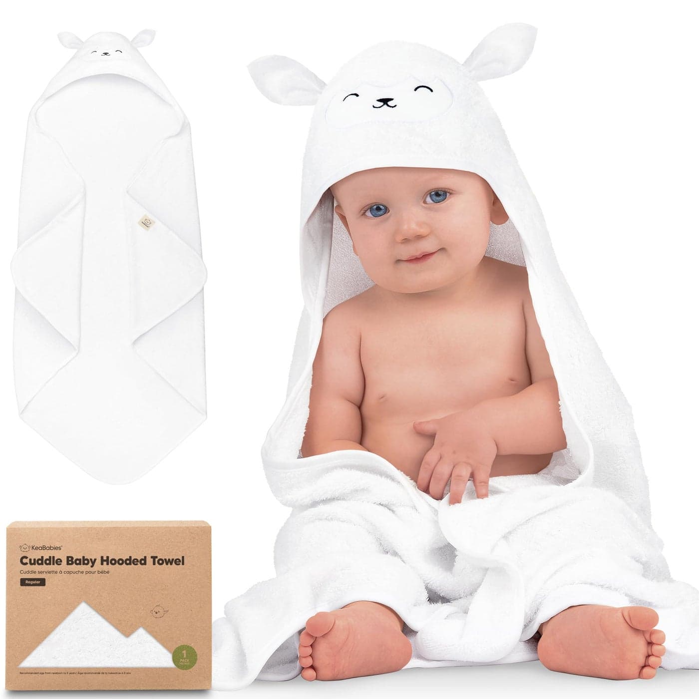 KeaBabies Baby Hooded Towel - Viscose Derived from Bamboo Baby Towel, Toddler Bath Towel, Infant Towels, Large Hooded Towel, Soft Baby Towels with Hood for Girls, Babies, Newborn Boys (Lamb)