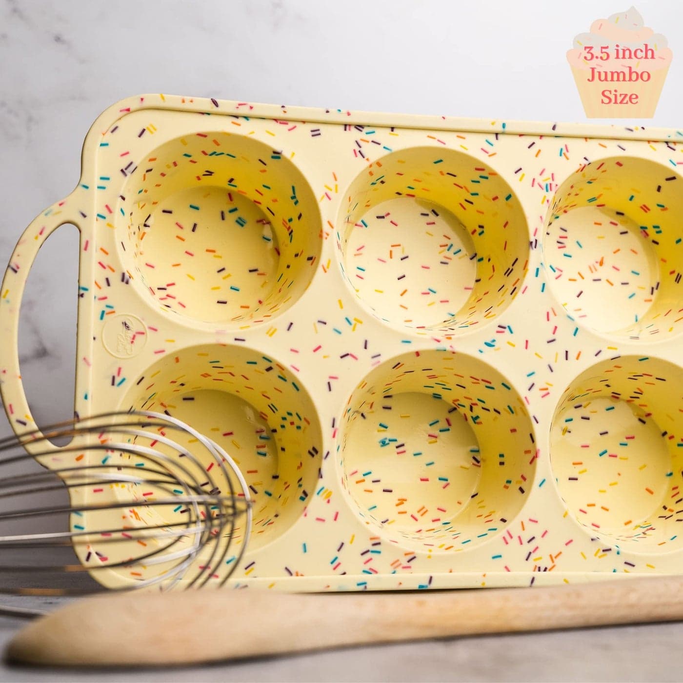 BAKE BOSS Confetti Silicone Jumbo Muffin Pan 6 CupNonStick Cupcake Pans for Baking HeavyDuty Large Silicone Muffin Pans for Baking BPAFree EasyRelease Oven Dishwasher Safe