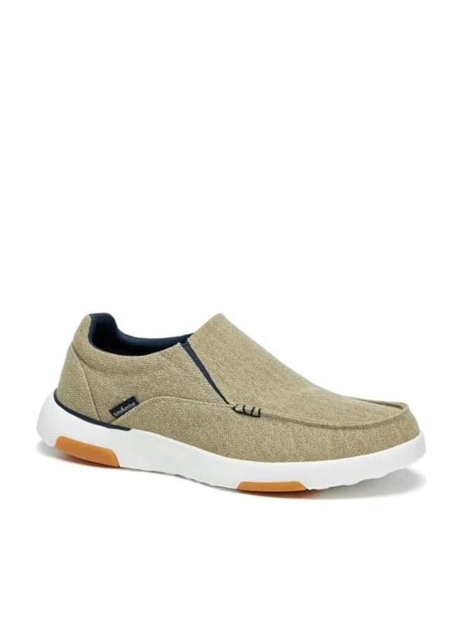 OrthoComfoot Men's Orthopedic Casual Slip-On Shoes, Plantar Fasciitis Canvas Loafer Shoes with Arch Support, Heel and Foot Pain Relief Driving Shoes Khaki Size 9